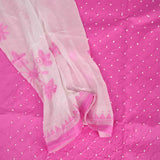 French Knot Pink Unstitched Cotton Rajasthani Salwar Suit With Chiffon Dupatta