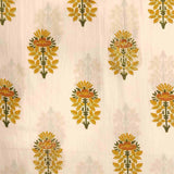 Golden Block Print Cotton Unstitched Jaipuri Suit Set With Dupatta