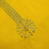 Sunflower Green Unstitched Cotton Suit Set With Muslin Silk Dupatta