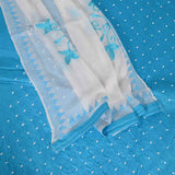 Ocean Blue Unstitched Cotton Jaipuri Suit Set With Chiffon Dupatta