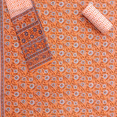 Peach Jaal Unstitched Cotton Salwar Suit With Malmal Dupatta