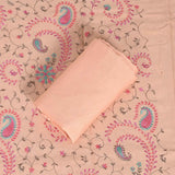 Pink Embroidery Unstitched Chanderi Rajasthani Salwar Suit With Silk Dupatta