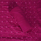 Rani Bandhej Unstitched Cotton Jaipuri Suit Set With Chiffon Dupatta