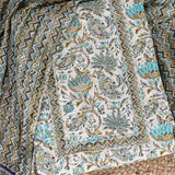 Tiffany Blue Flower Unstitched Jaipur Cotton Suit Set With Dupatta