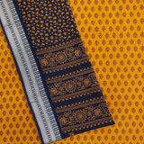 Yellow Blue Heart Unstitched Cotton Rajasthani Suit Set With Malmal Dupatta