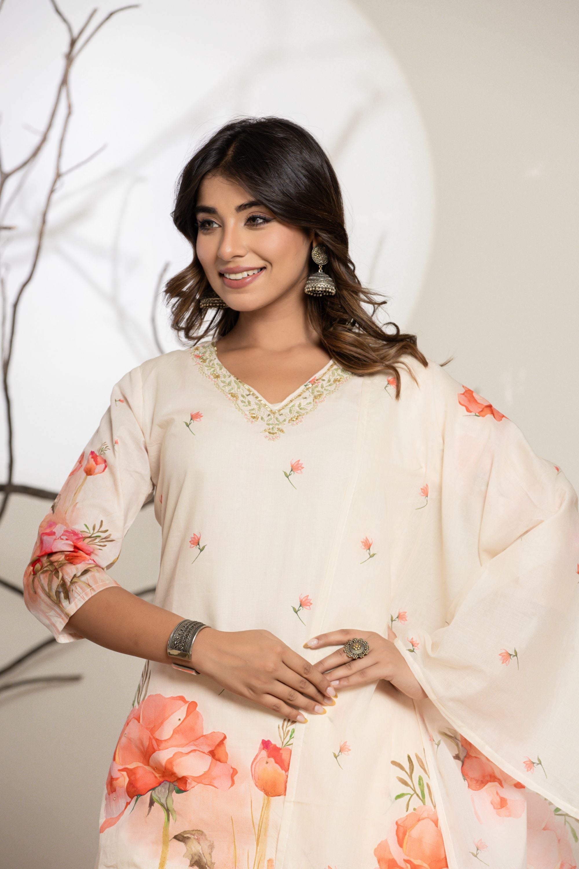 Blushing Pink Digital Print Cotton Suit Set