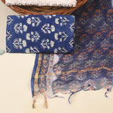 Indidigo Blue Pure Kota Doria Dupatta Unstitched Suit Set