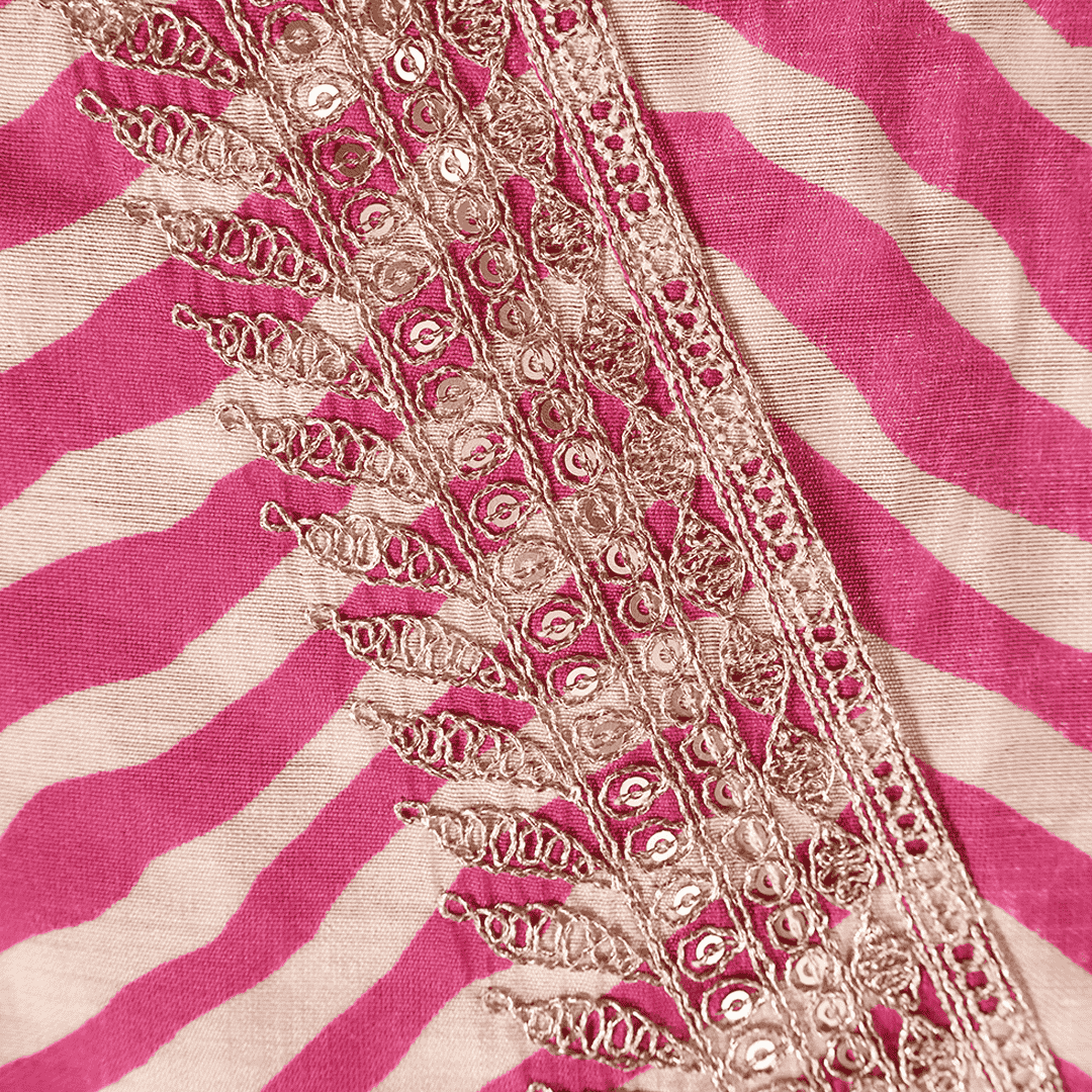 Dazzling Pink Muslin Leheriya Suit Set