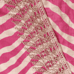 Dazzling Pink Muslin Leheriya Suit Set