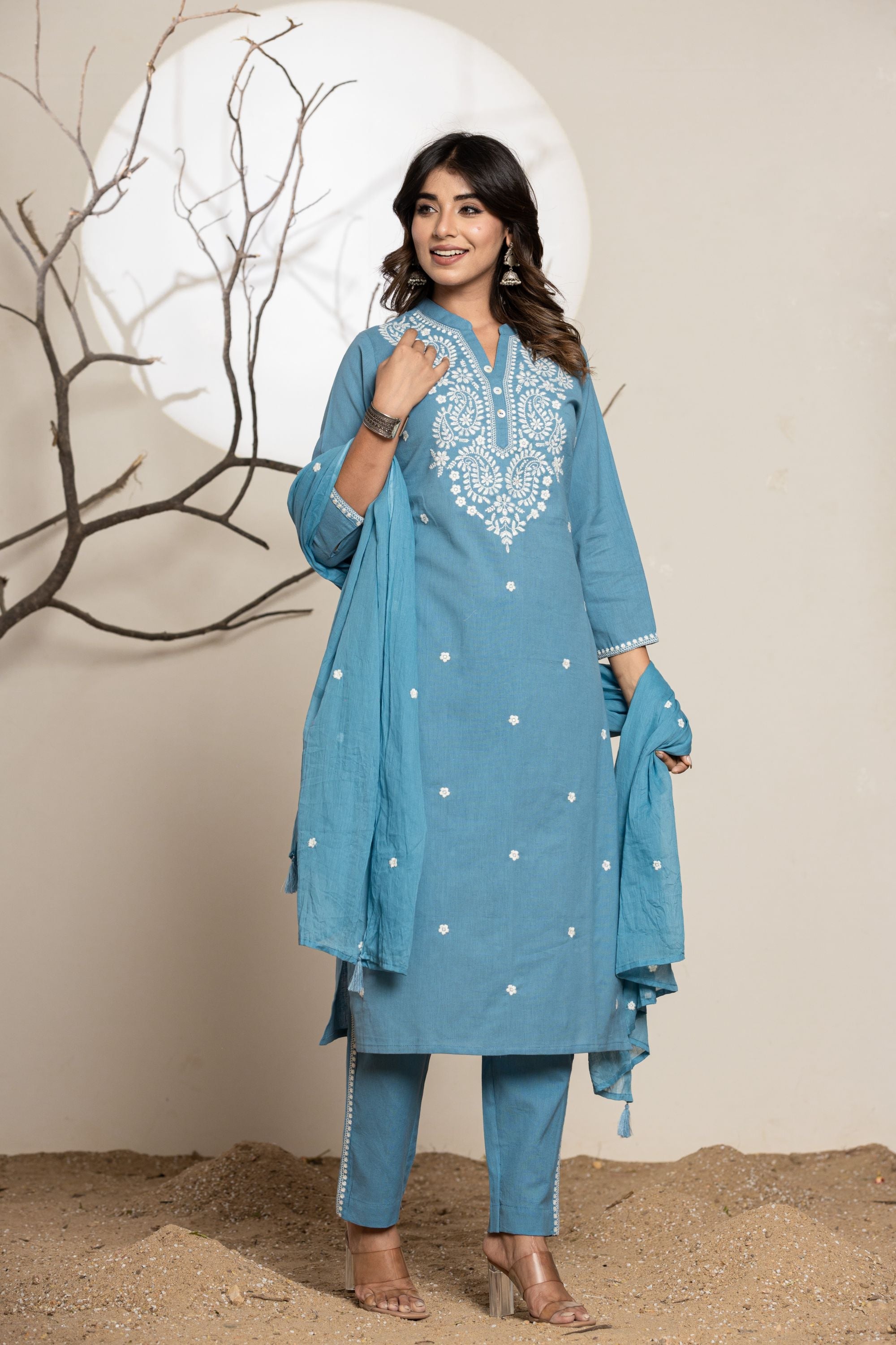 Aegan Blue Linen Suit Set