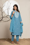 Aegan Blue Linen Suit Set