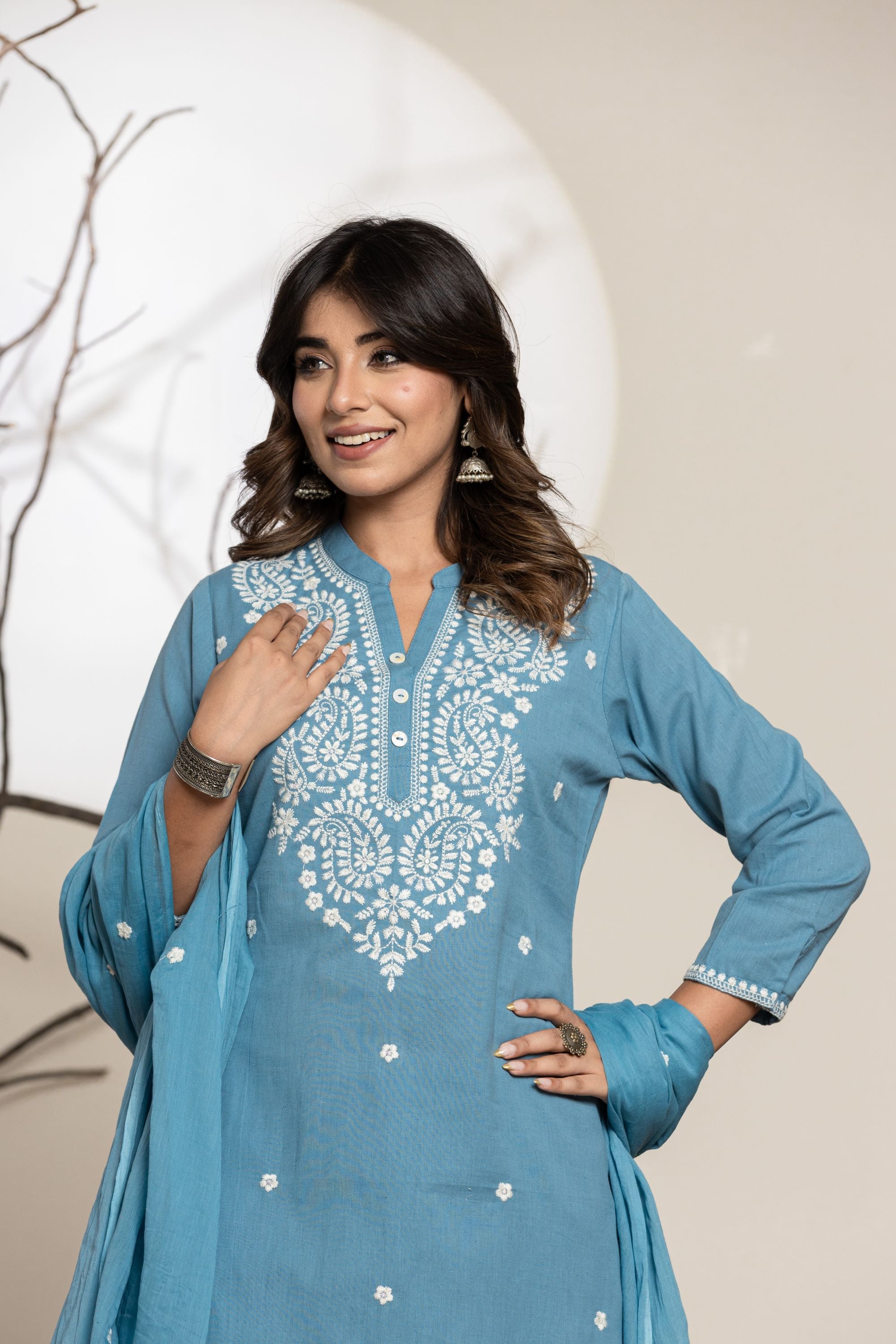 Aegan Blue Linen Suit Set