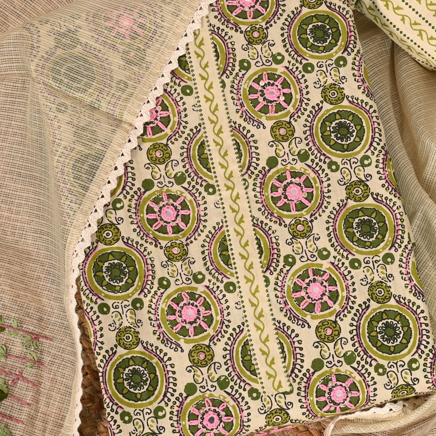 Ajrakh Print Cotton Unstitched Salwar Suit