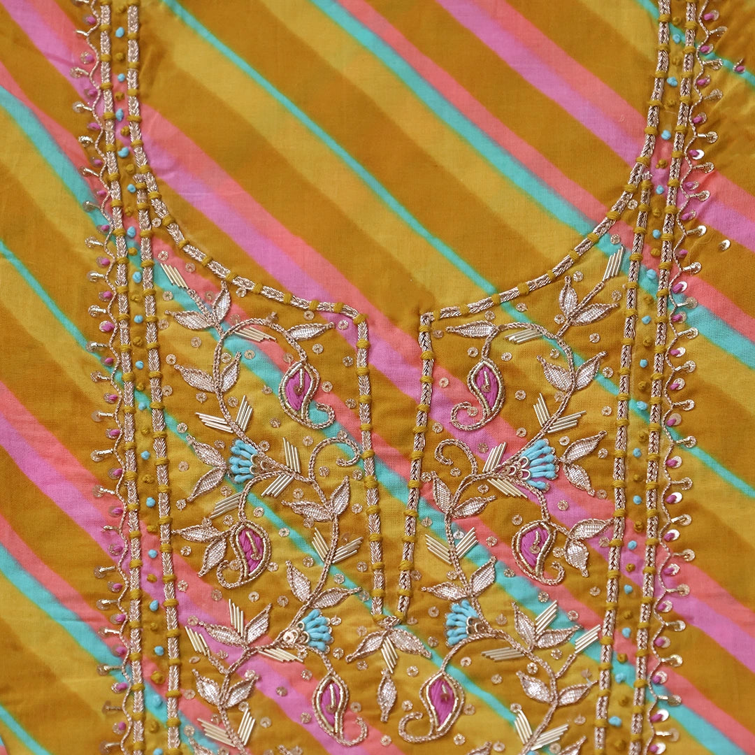 Multi Leheriya Cotton Unstitched Suit Set