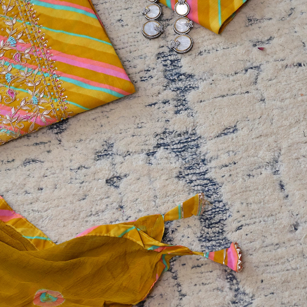 Multi Leheriya Cotton Unstitched Suit Set