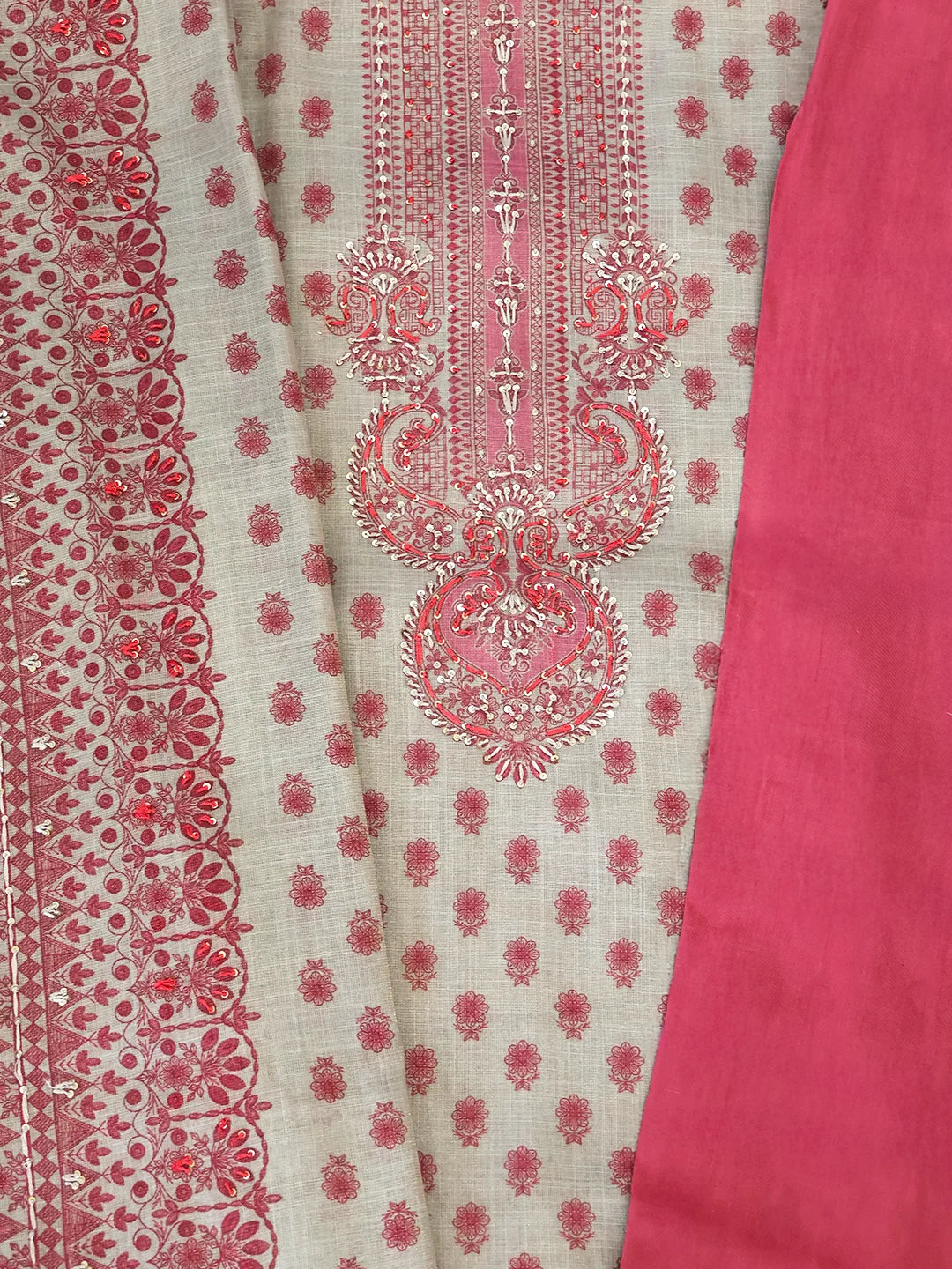 Bagru Butti Exclusive Tissue Silk Unstitched Suit Set