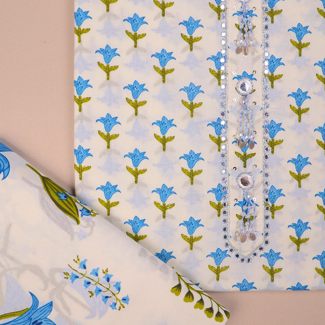 Bagru Print Cotton Unstitched Suit Set