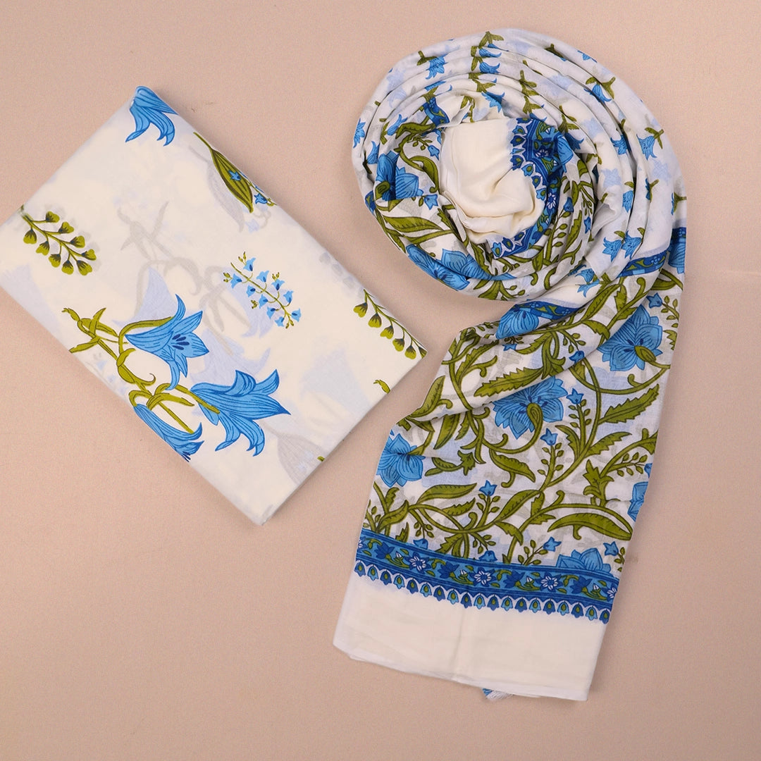 Bagru Print Cotton Unstitched Suit Set
