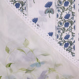 Beautiful Blue Cotton Unstitched Suit Set
