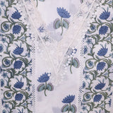 Beautiful Blue Cotton Unstitched Suit Set