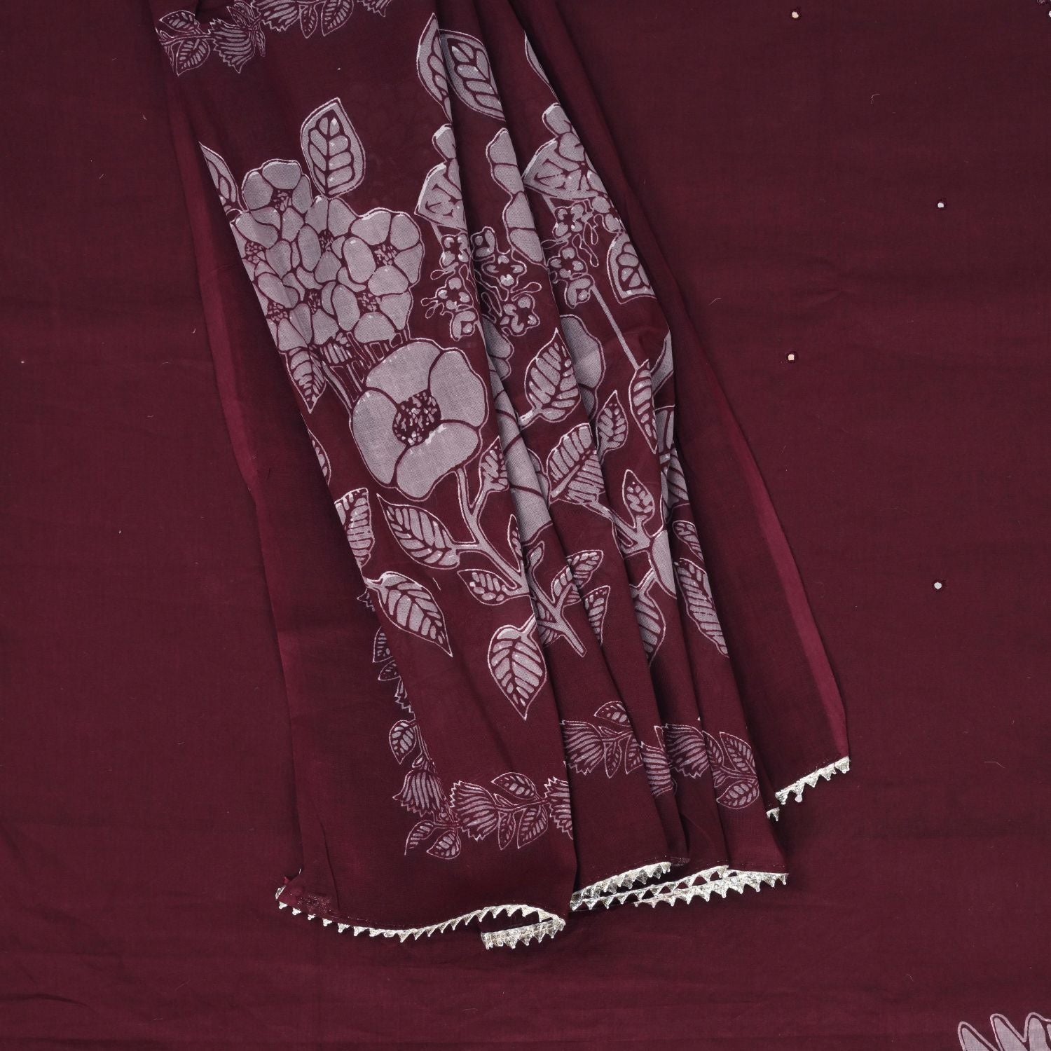 Berry Marron Cotton Suit Set