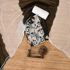 Black Floral Cotton Suit Set