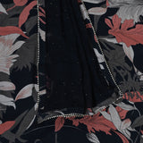Black Flowy Muslin Unstitched Salwar Suit