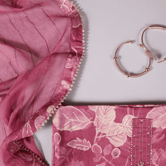 Blooming Pink Floral Cotton Suit Set