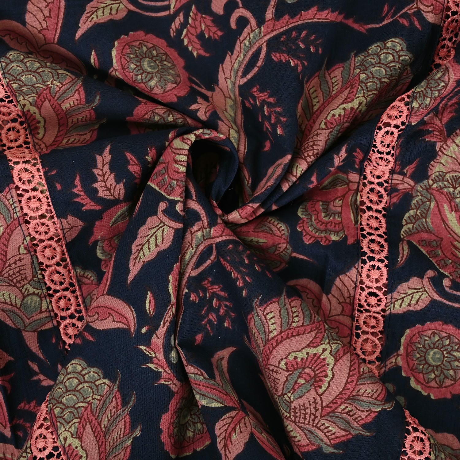Blue Kalamkari Cotton Unstitched Suit Set