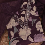 Bold Wine Floral Cotton Unstitched Salwar Suit