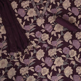 Bold Wine Floral Cotton Unstitched Salwar Suit