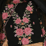 Breezy Black Chiffon Unstitched Suit Set