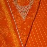 Bright Orange Bhandej Cotton Unstitched Suit Set