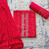 Bright Rani Bandhani Cotton Unstitched Suit Set