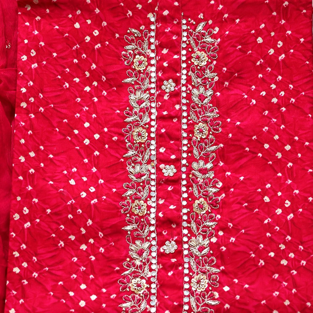 Bright Rani Bandhani Cotton Unstitched Suit Set