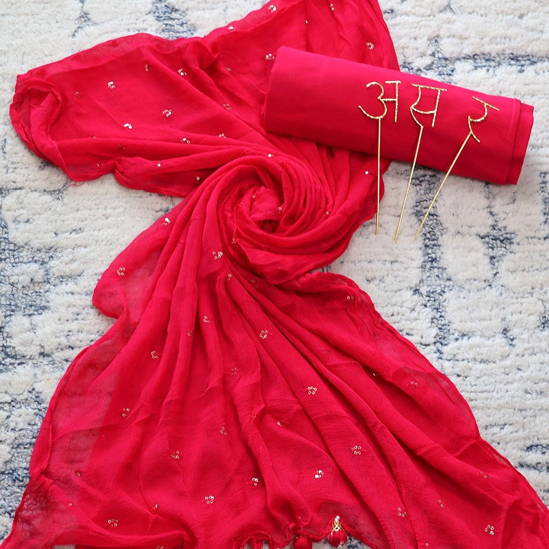 Bright Rani Bandhani Cotton Unstitched Suit Set