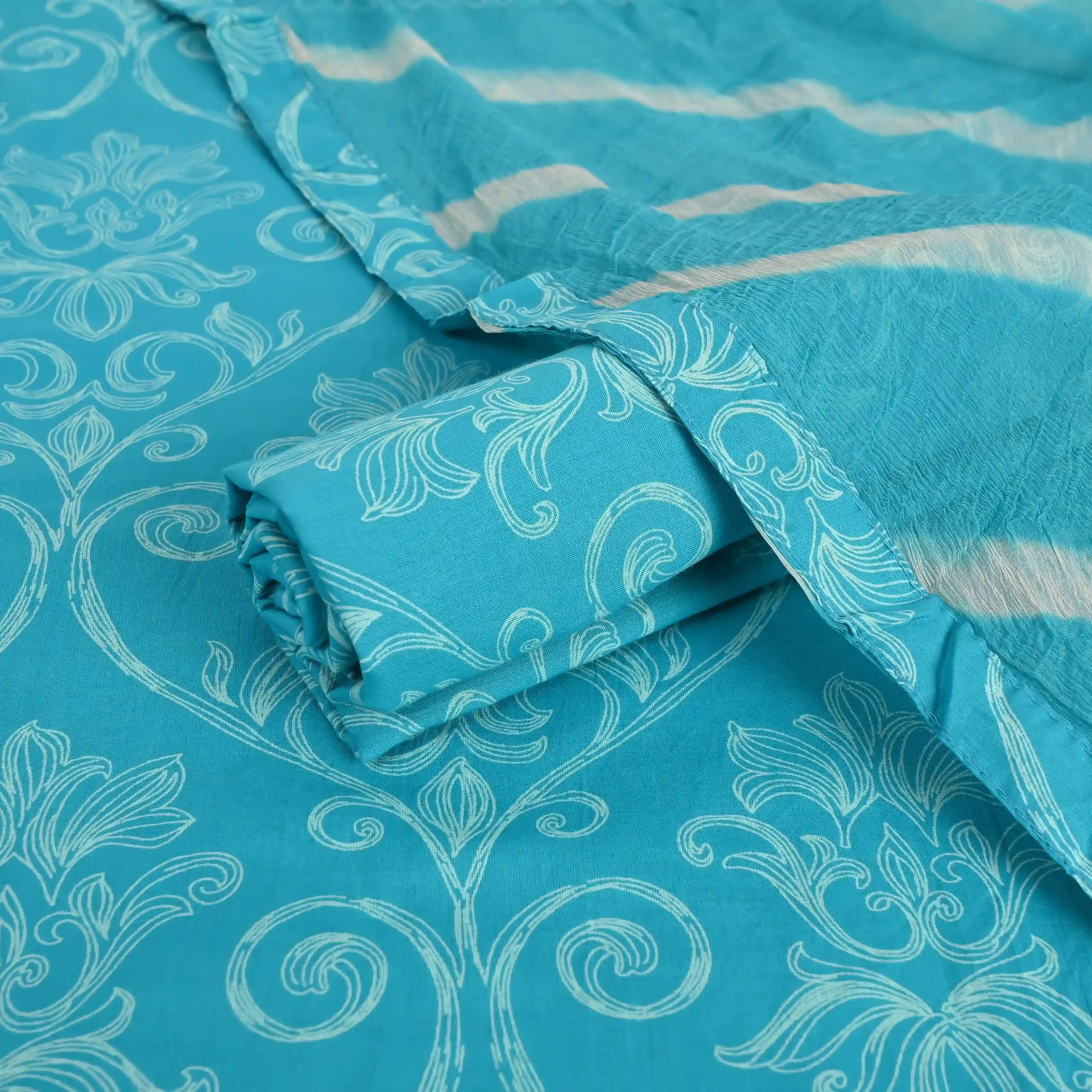 Bright Sky Cotton Unstitched Suit Set