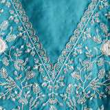 Bright Sky Organza Pearl Work Unstitched Suit Set