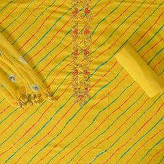 Bright yellow Leheriya Cotton Suit Set