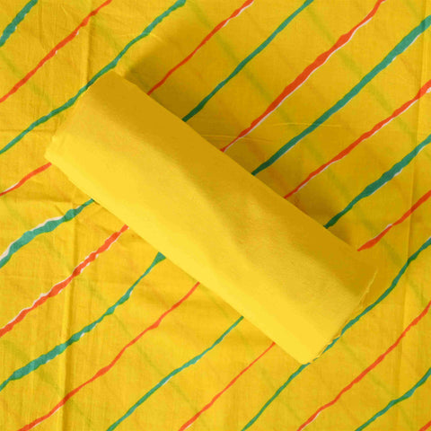 Bright yellow Leheriya Cotton Suit Set