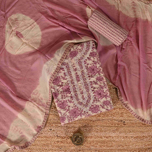 Burgandy Flower Print Cotton Suit Set