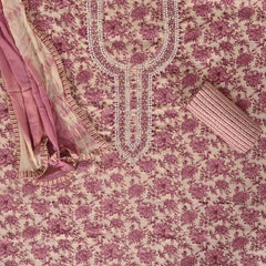 Burgandy Flower Print Cotton Suit Set