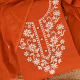 Burnt Orange Linen Unstitched Suit Set