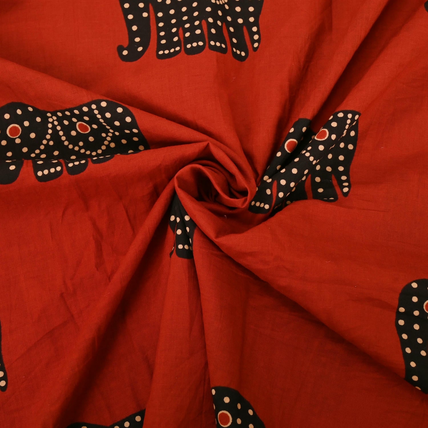 Burnt Orange Rajasthani Cotton Unstitched Suit Set