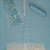 Cadet Blue Silk Unstitched Salwar Unstitched Suit