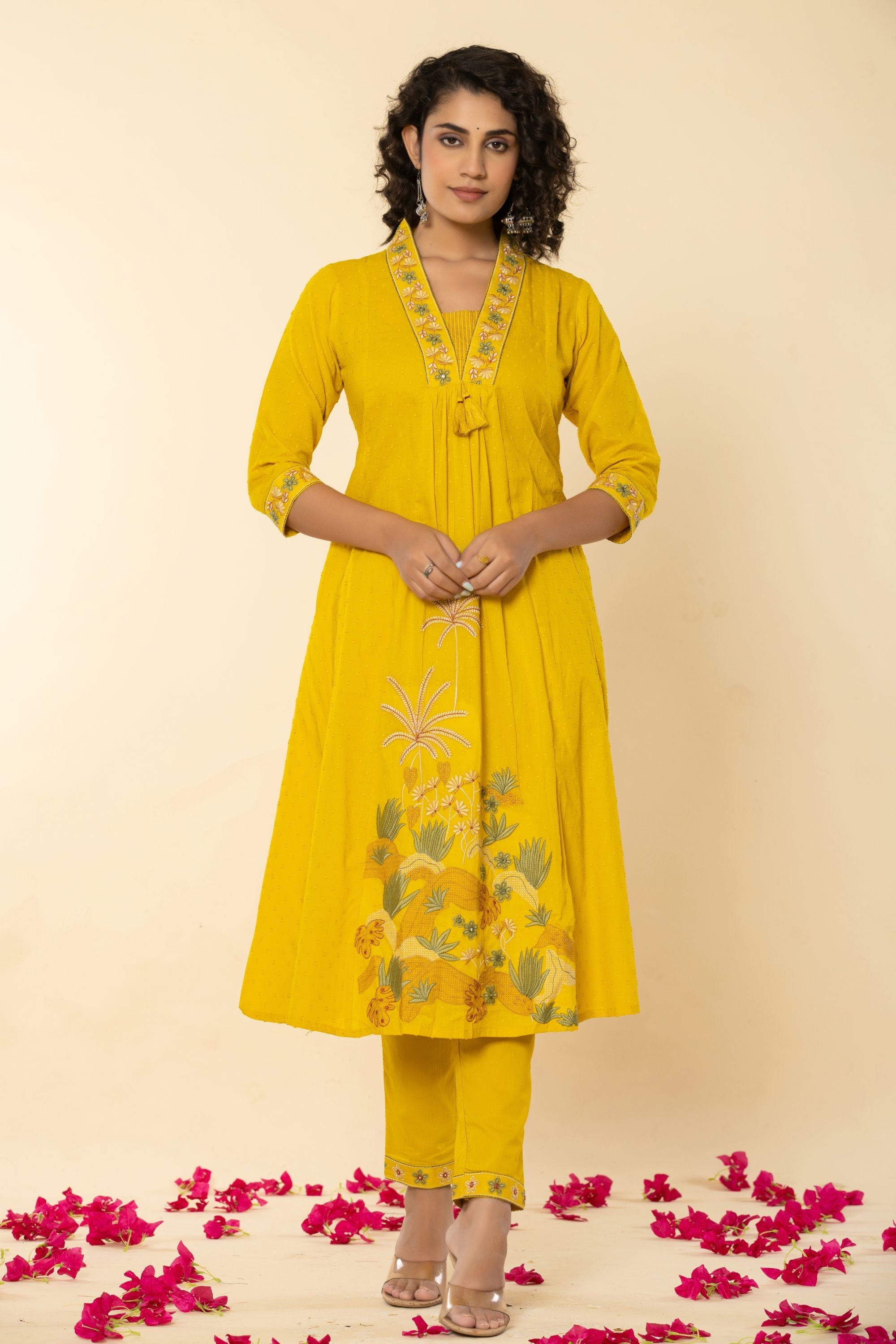 Canary Yellow Cotton Doby Suit Set
