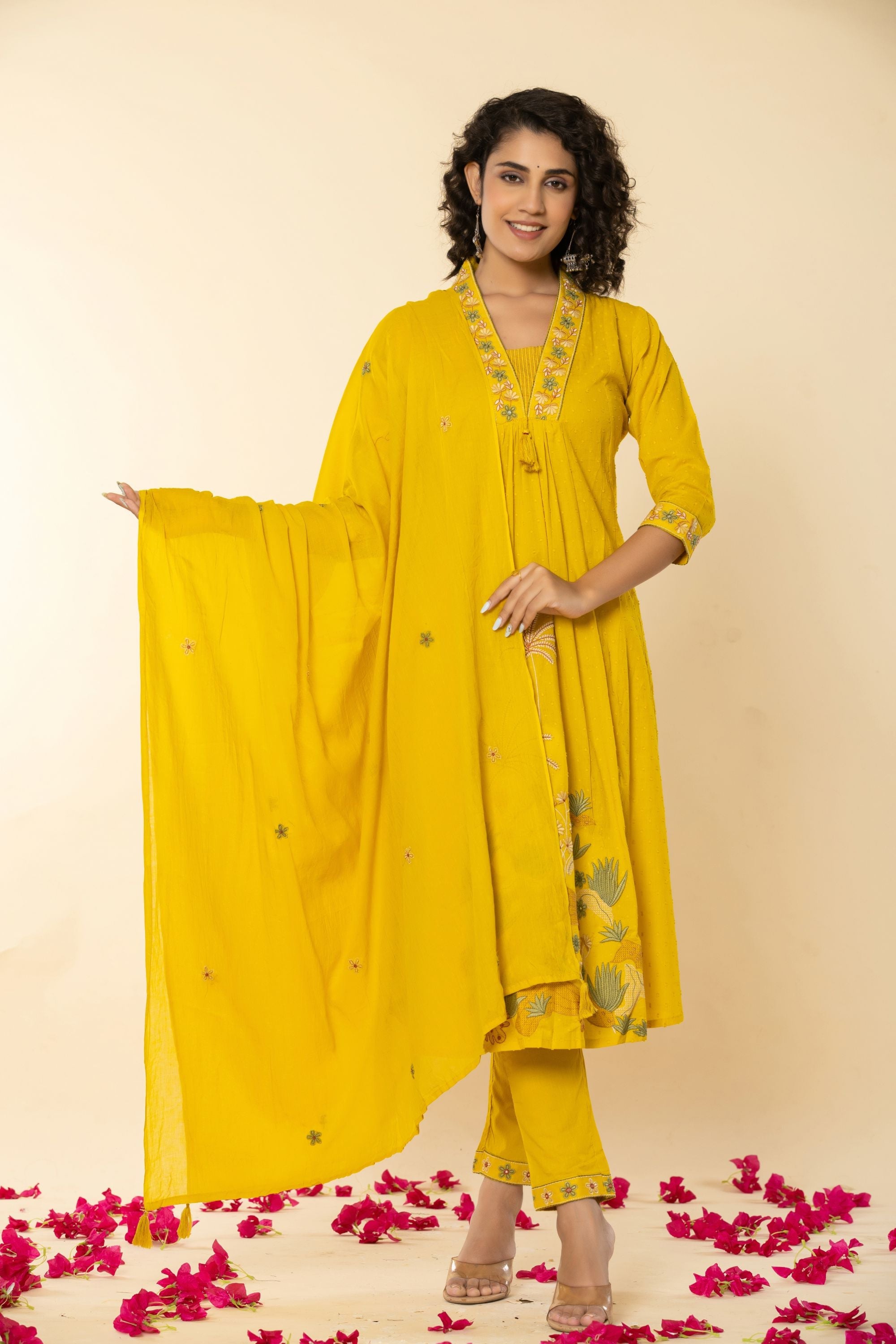 Canary Yellow Cotton Doby Suit Set