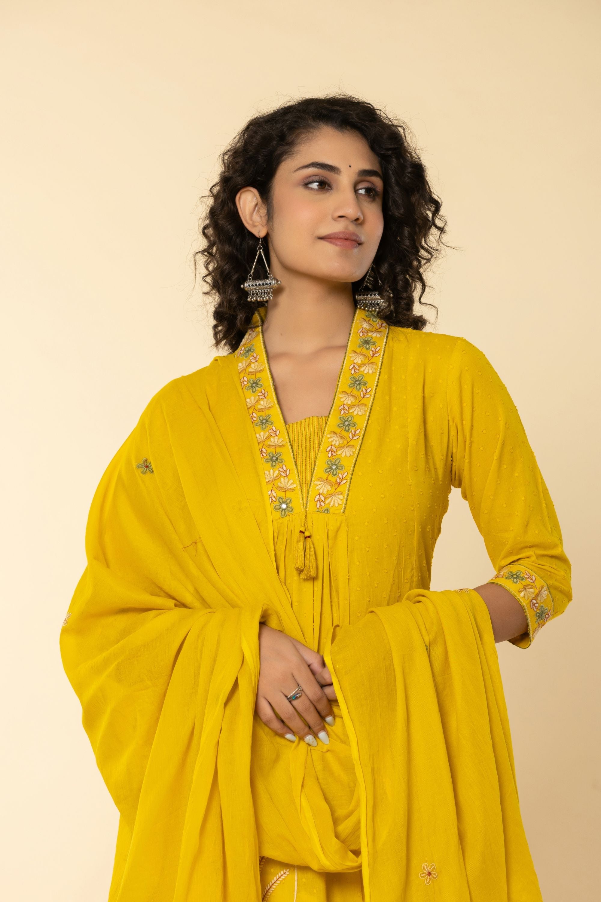 Canary Yellow Cotton Doby Suit Set
