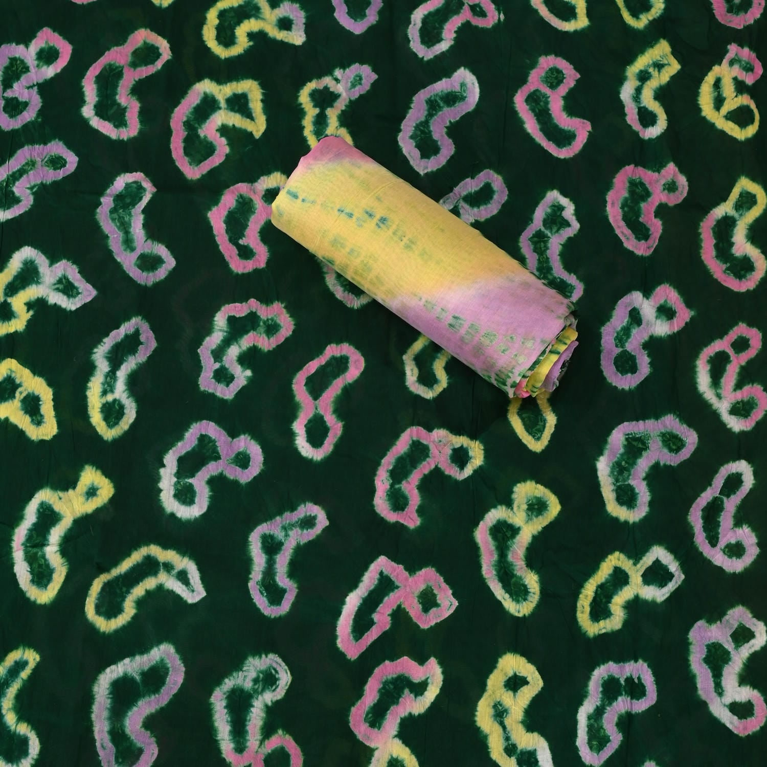 Castelon Green Bhandej Cotton Suit Set