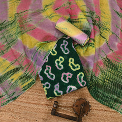 Castelon Green Bhandej Cotton Suit Set